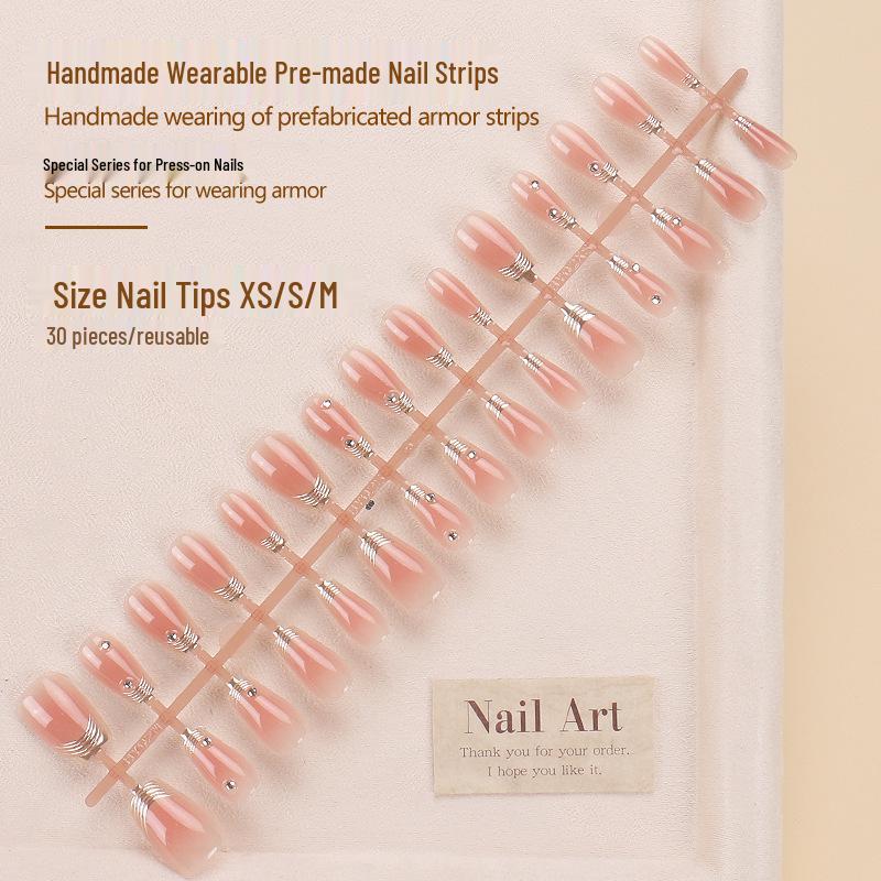 

Handmade Press-on Nails: High-End Rhinestone Glitter False Nails, 30-Piece Set, Removable Glue Style