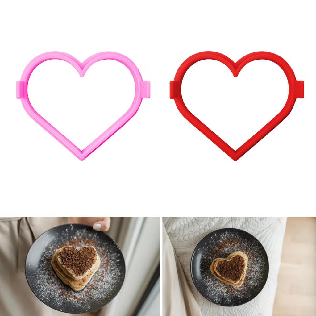 Balení 2 silikonových forem na palačinky ve tvaru srdce, nepřilnavý tvarovač na pečení dortů na Valentýna a na vaření na pánvi