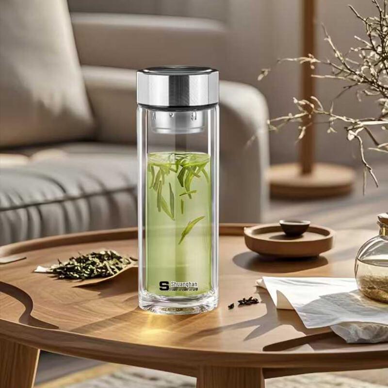 Shuanghan Double-Layer Glass Tea Infuser Cup