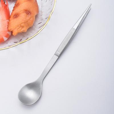 Tasting Spoon Stainless Steel Ergonomic Handle Chef's Tasting Spoon Tweezers Multifunctional Cooking Tool for Precise Seasoning Testing Grilling