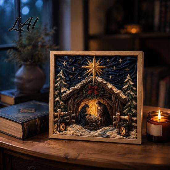 Christian Home Decor Projects 3D Fabric Poke Art Kit for Adults Faith Inspired Holiday Craft Kit DIY Christmas Wall Handmade Religious Gift Layered