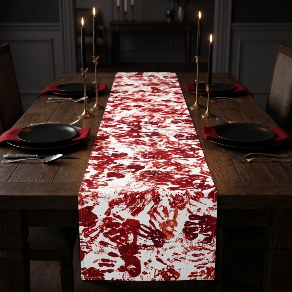 Bloody Halloween Decorative Tablecloth Handprint Table Cover Scary Placemat Halloween Party