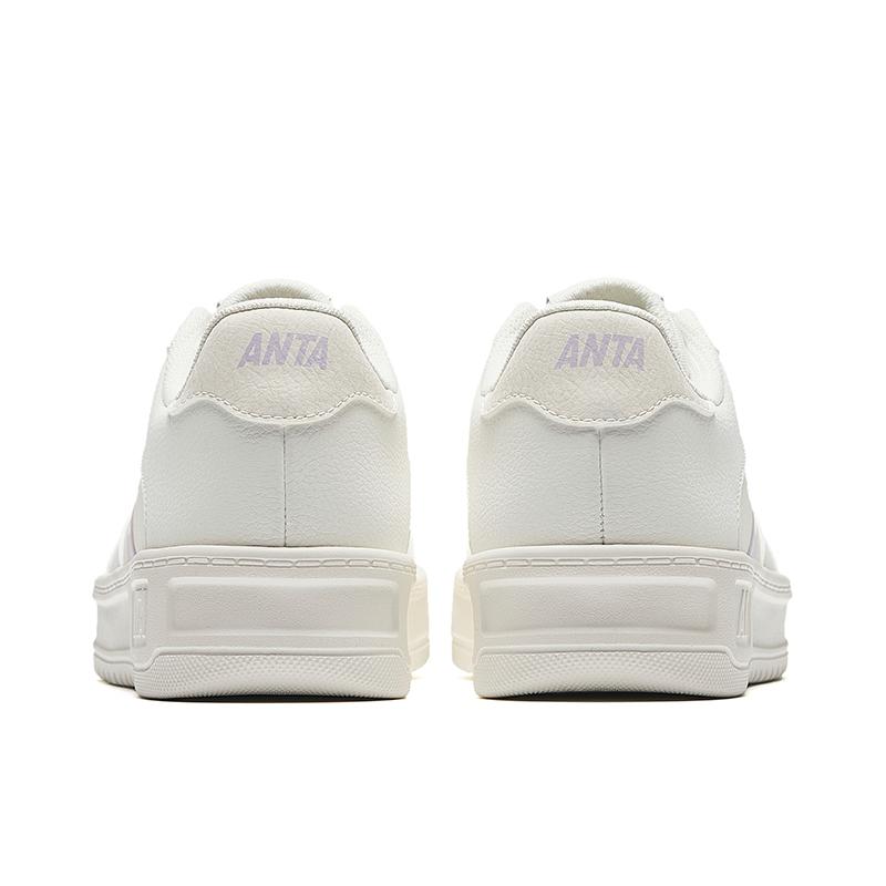 Anta Easy 2 Simple Versatile Height Increasing Wear Resistant Lightweight Non Slip Low Top Skate Shoes Women sneaker White Purple 922528002Q-2