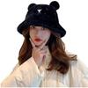 Fashion Cute Bear Ears Fur Bucket Hat Warm Soft Women's Fisherman Hat Thick Basin Hat Clothing Accessories