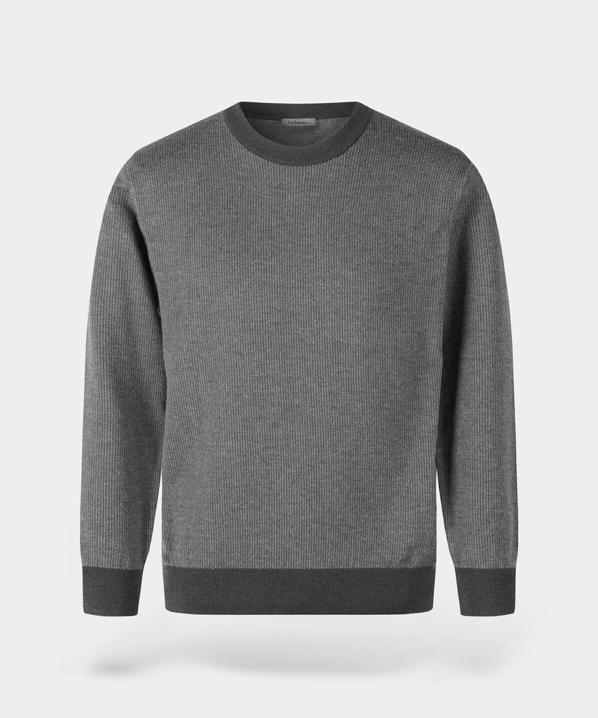 BIRBANTE Soft Washable Two-Tone Round Knit - Grey