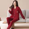 Pajamas wedding newlywed couple suit spring and autumn pure cotton red 1011 new men's and women's long sleeves festive autumn