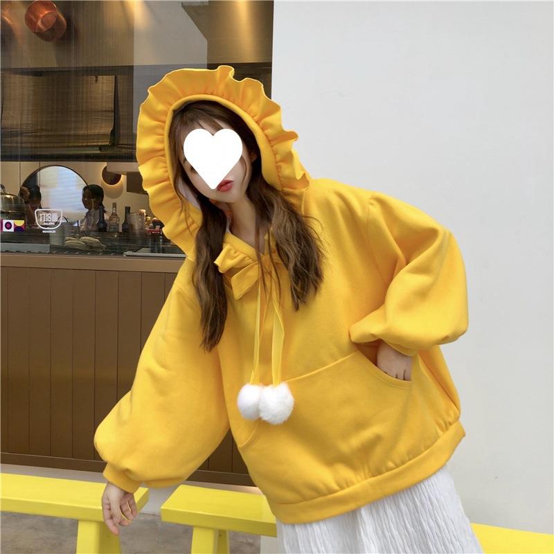 

Autumn and Winter Korean Version of The New Hooded Student Loose Thickened Velvet Christmas Coat Top S