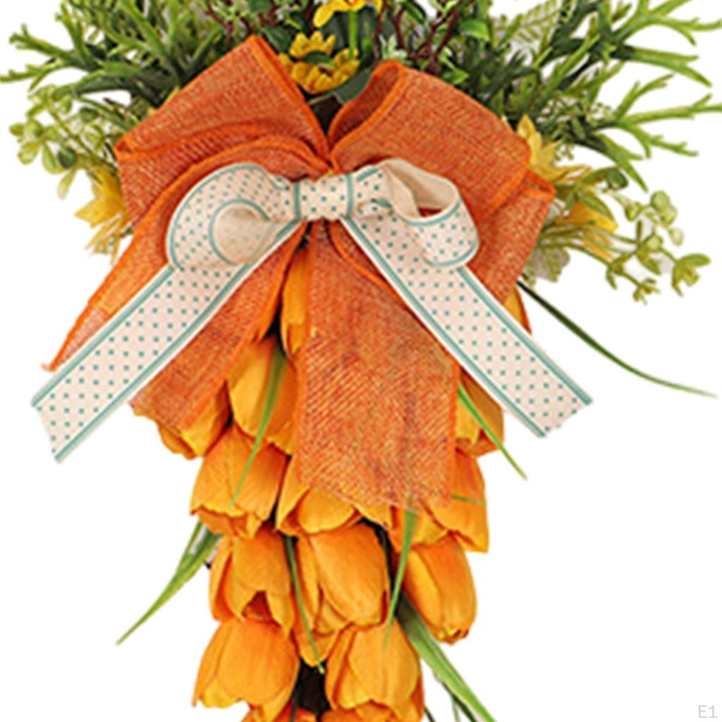Easter Carrot Wreath Home Decor Wall Portable Artificial Garland Teardrop Swag for Party Supplies