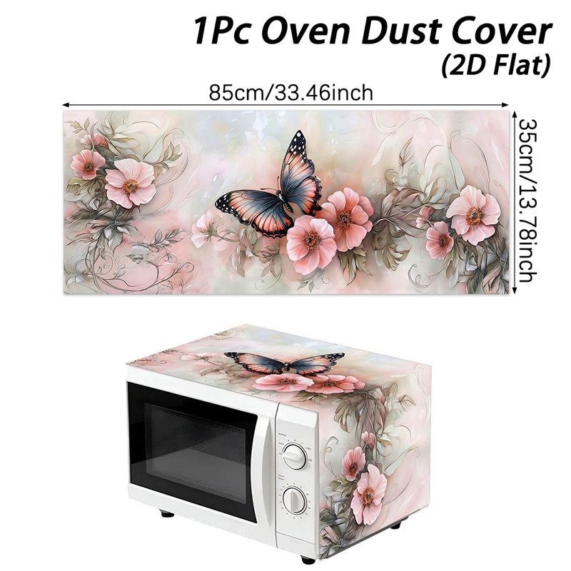 Printed Microwave Oven Dust Cover Waterproof Reusable Fabric Dust Proof Ideal for Rental Home Compact Kitchen Appliance