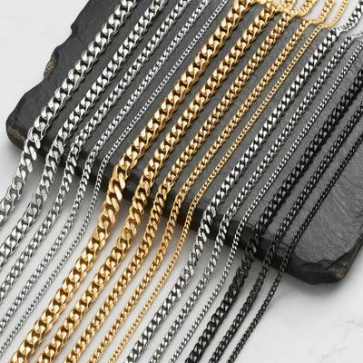 Chaîne Classique Punk Chaîne Cubaine pour Hommes Femmes, Acier Inoxydable Gris Argent Or Noir Couleur Maillons Chaîne Collier, Chaîne Vente en Gros