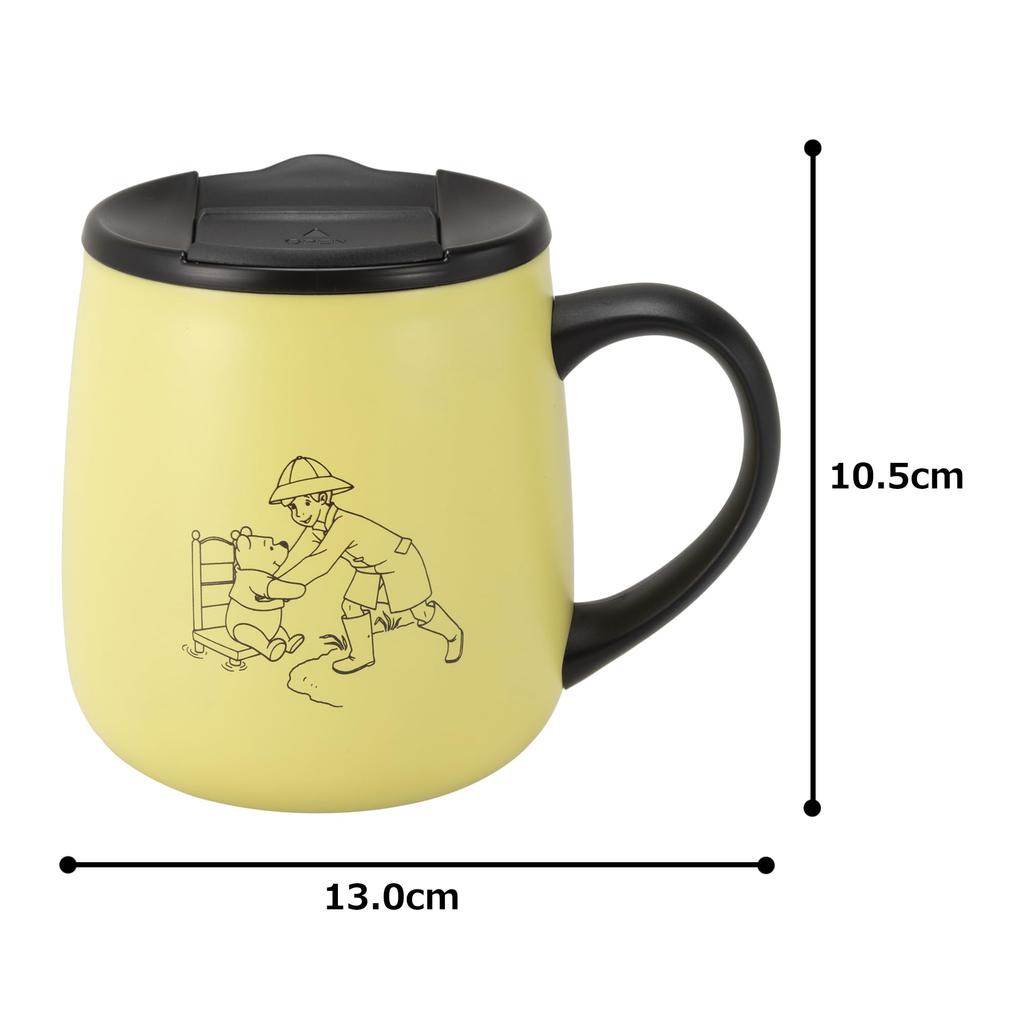 Maebata Winnie the Pooh Mug with Lid 300ml Stainless Steel Double Walled Vacuum Heat Insulation Cold Insulation Boxed Present Disney 52945