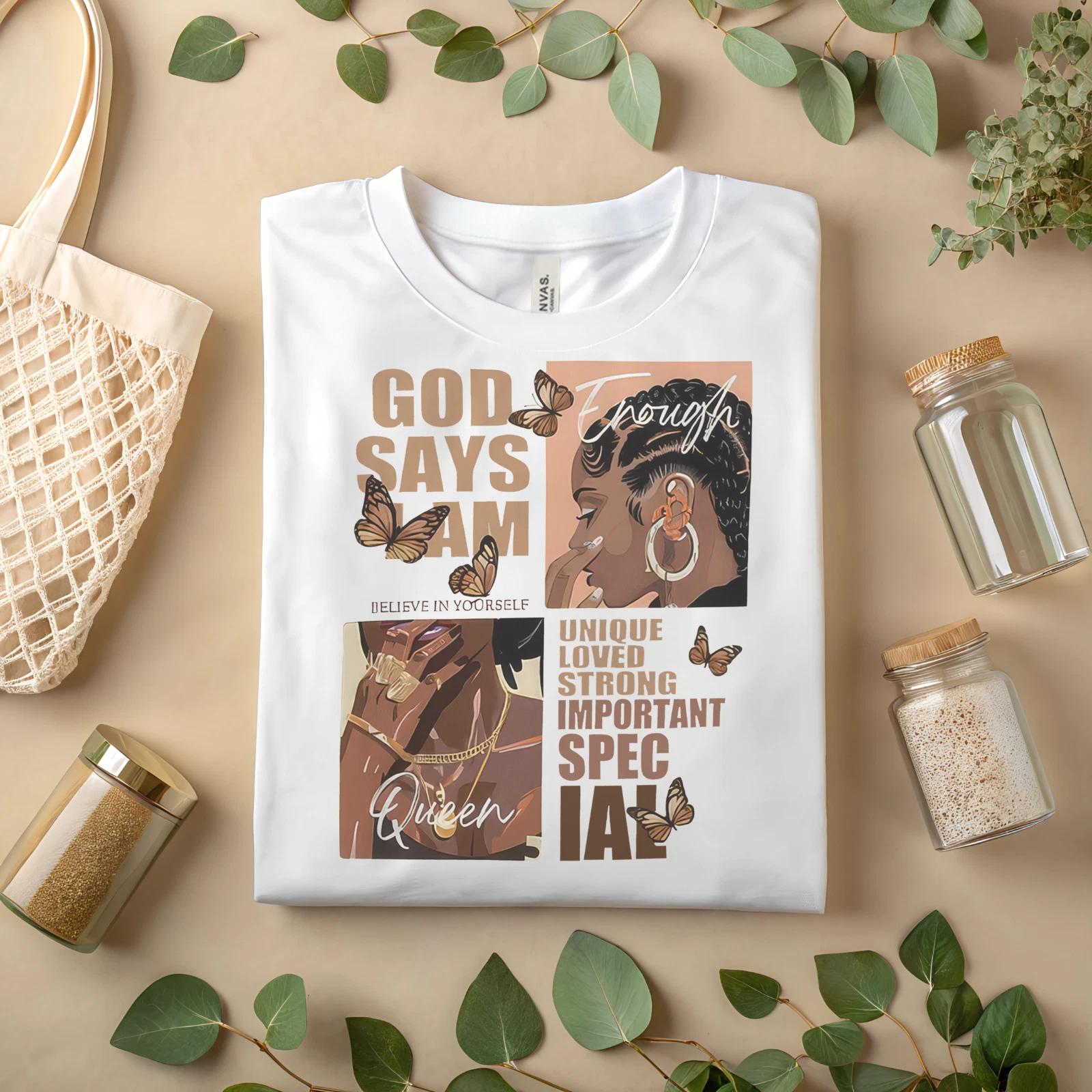 

God Says I Am Enough Shirt – Inspirational Christian T-Shirt for Women A375 2XL