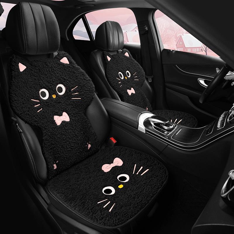 Plush Car Seat Cushion Set for Autumn & Winter - Single & Three-Piece Options