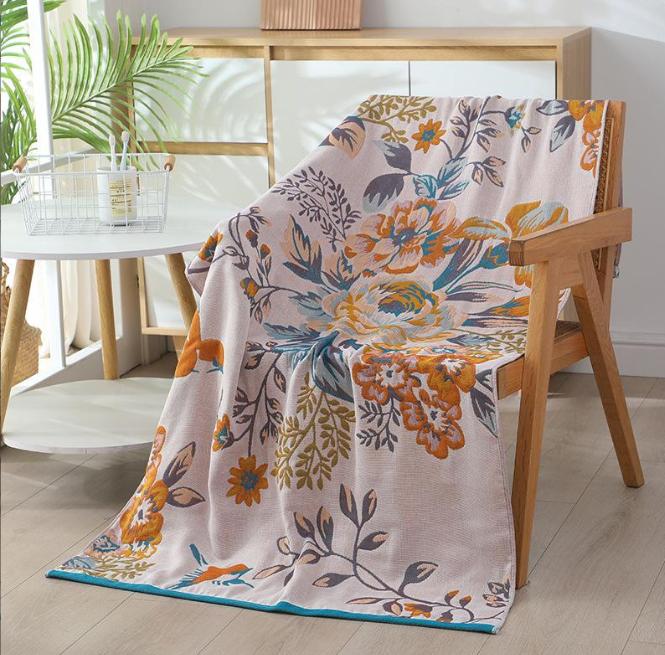 

80x160см Впитывающее банное полотенце для ванной комнаты, пляжа, жаккардовое банное полотенце из пряжи чистого хлопка, мягкое большое полотенце, различные стили, дизайн с цветочным узором 80x160cm