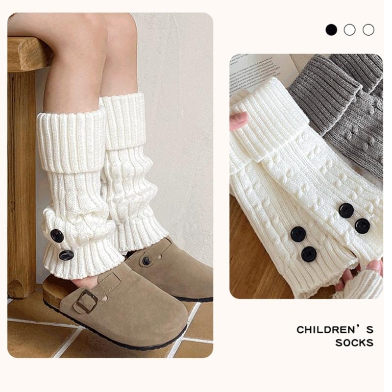 Autumn Winter Socks Leg Warmer Stockings Socks for Girls 2-13 Years Knitted Leg Cover Crochet Long Stockings Socks