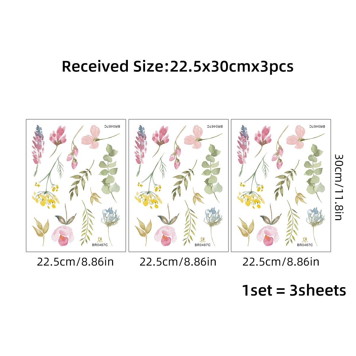 

Watercolor Flowers Wall Decals Vintage Botanical Plant Wall Stickers Floral Mural for Bedroom Living Room Nursery Decor