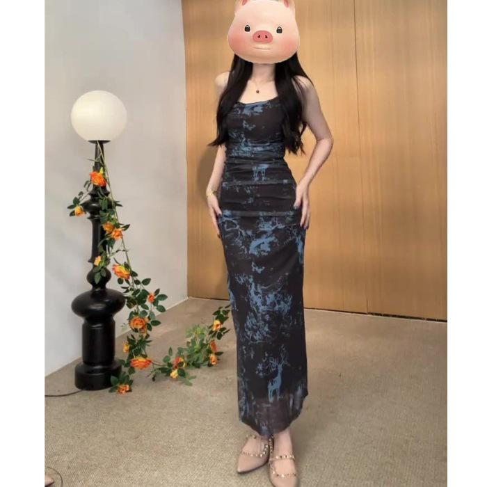 

Летнее приморское платье тай-дай: Сексуальный, с короткими рукавами, стиль «Чистое желание» для женщин 2025 XL