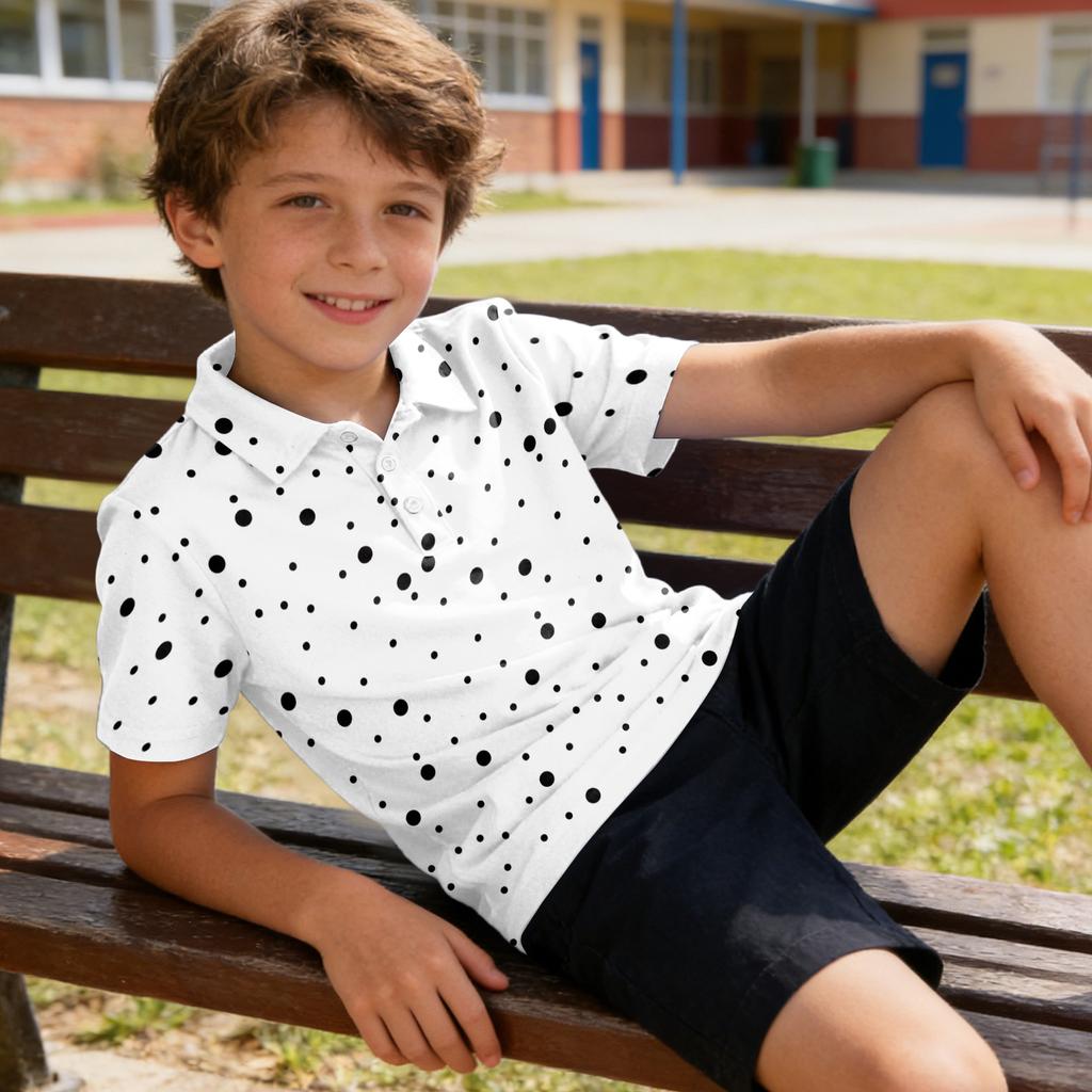 Chemise à Manches Courtes pour Enfants Chemises d'Uniforme Scolaire pour Garçons
