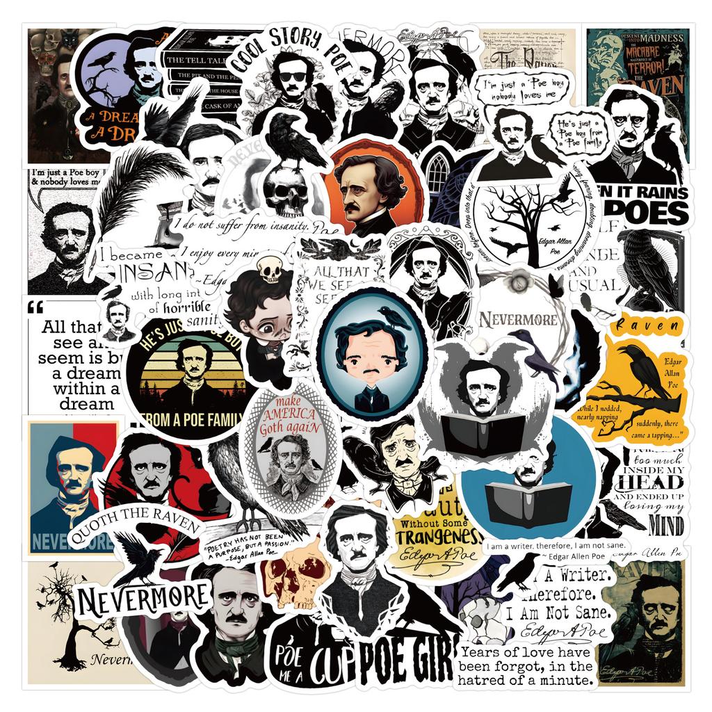 60 New Edgar Allan Poe Graffiti Stickers Decorate Notebook Suitcase Personalized Stickers