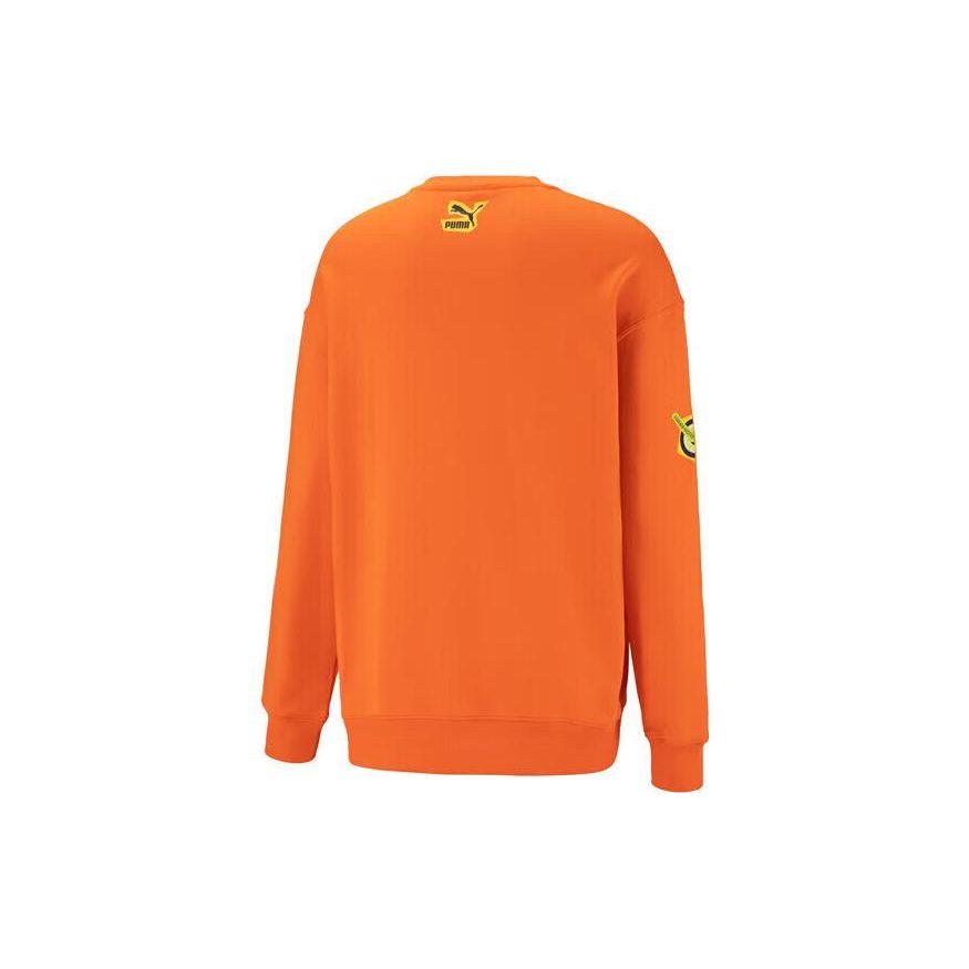 Puma Letter Sports Casual Crew Neck Sweatshirt Men Sweatshirt Orange 539968-23