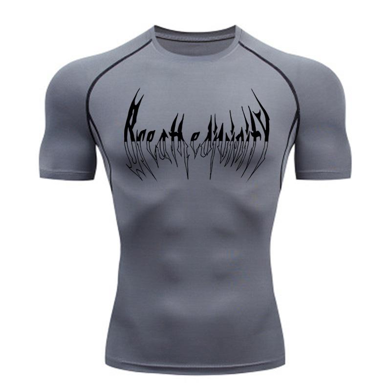 Compressed Long Sleeved Shirt, Black Fitness T-shirt, Men's Muscle Quick Drying Fitness Clothing, Sun Protection Sports, Close Fitting