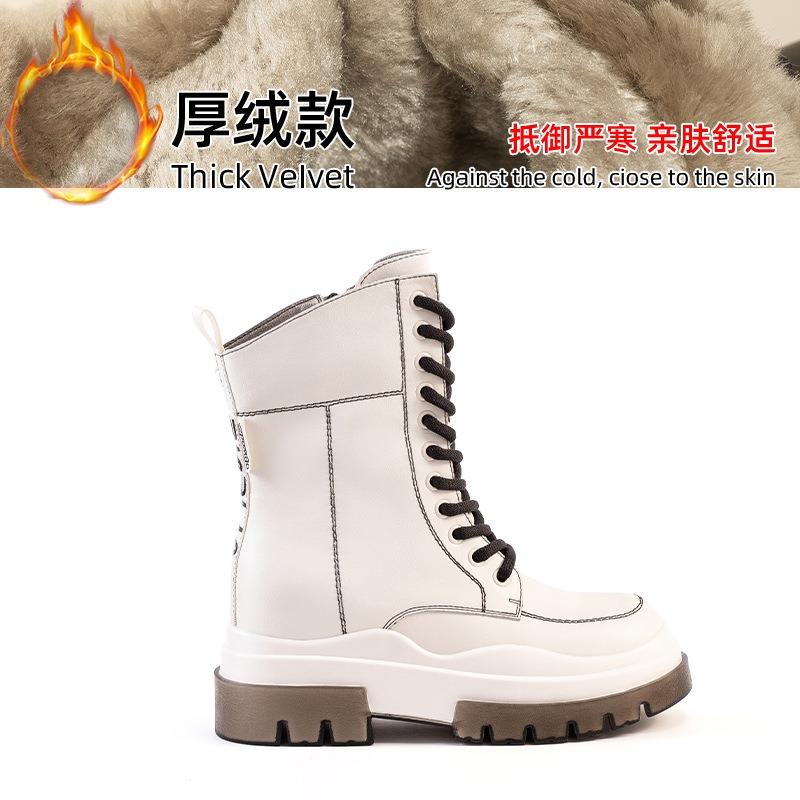 

Martin boots women s autumn and winter new velvet warm fashionable versatile thick-soled medium tube short boots 40