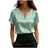 Top da Donna alla Moda a Vestibilità Larga Francese Raso Raso Collo di Perle Manica Corta