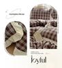 Princess Style Crinkled Gauze Lace Bedding Set - 4-Piece Washable Cotton Plaid Double Duvet Cover for All Seasons