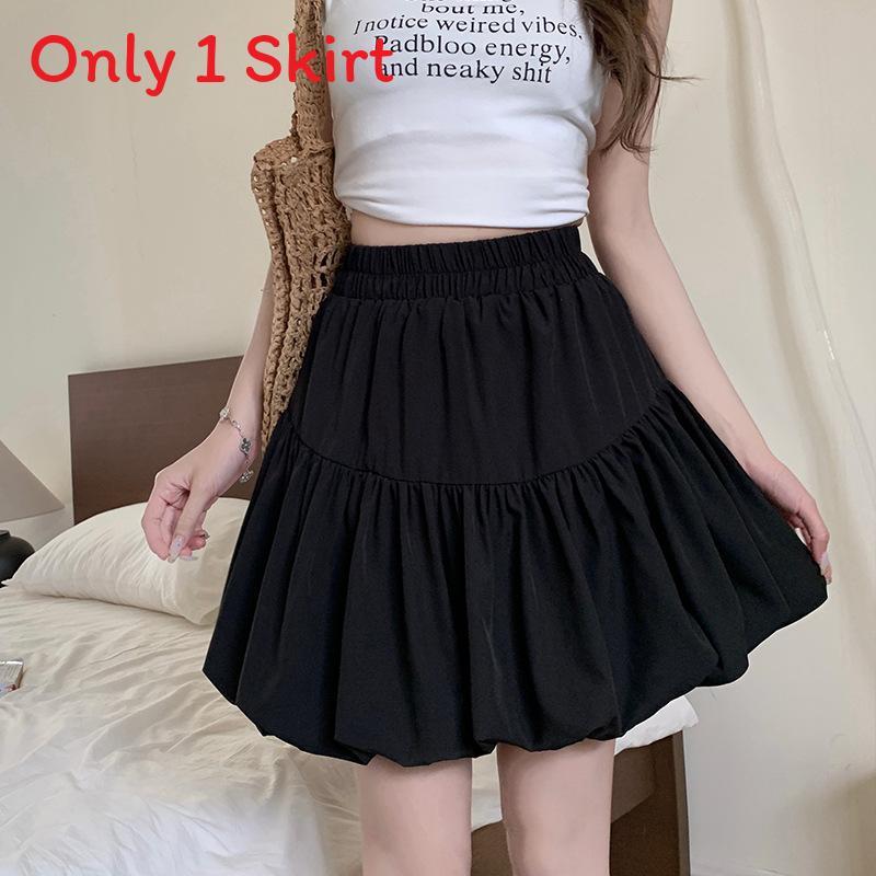 Summer Plus Size Aline Skirt With Pleated Design For Casual Wear