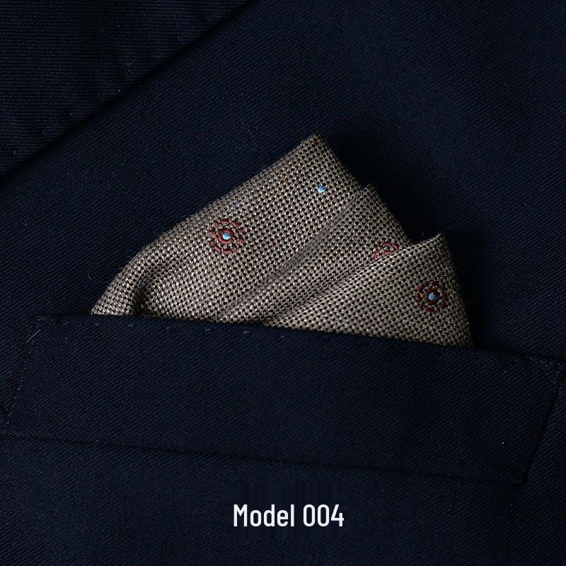 Men's British Pattern Pocket Square - Suit Wedding Banquet Accessory, Polyester Cotton Handkerchief.