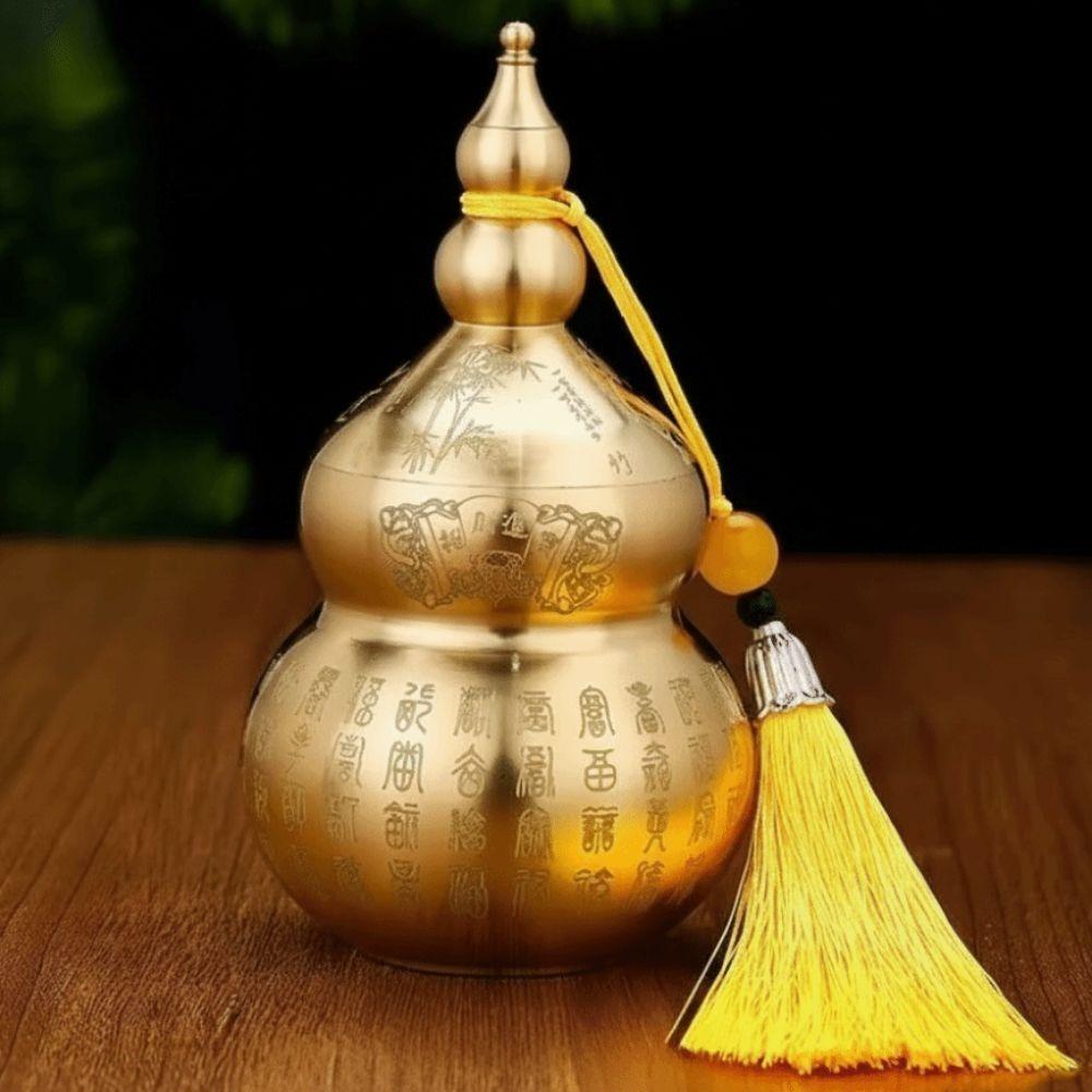 with Tassel Pendant Brass Feng Shui Gourd Mini Size Wealth-Bringing Gourd Desktop Decoration жёлтый
