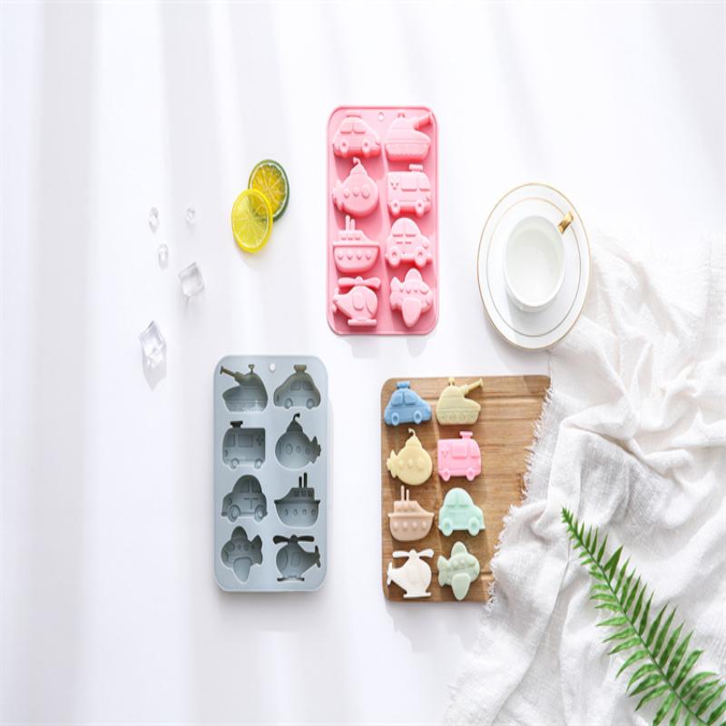 8 Cavity Transportation Theme Silicone Molds Car Airplane Ship Shaped Candy Mold Candy Chocolate Baking Accessories