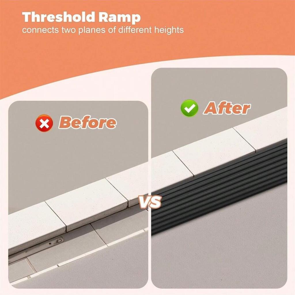 1PC 0.9mx5cm Multi-Purpose Ramp Mat Door Threshold Ramp- Self-Adhesive, Durable, Non-Slip, Suitable for Robotic Vacuums