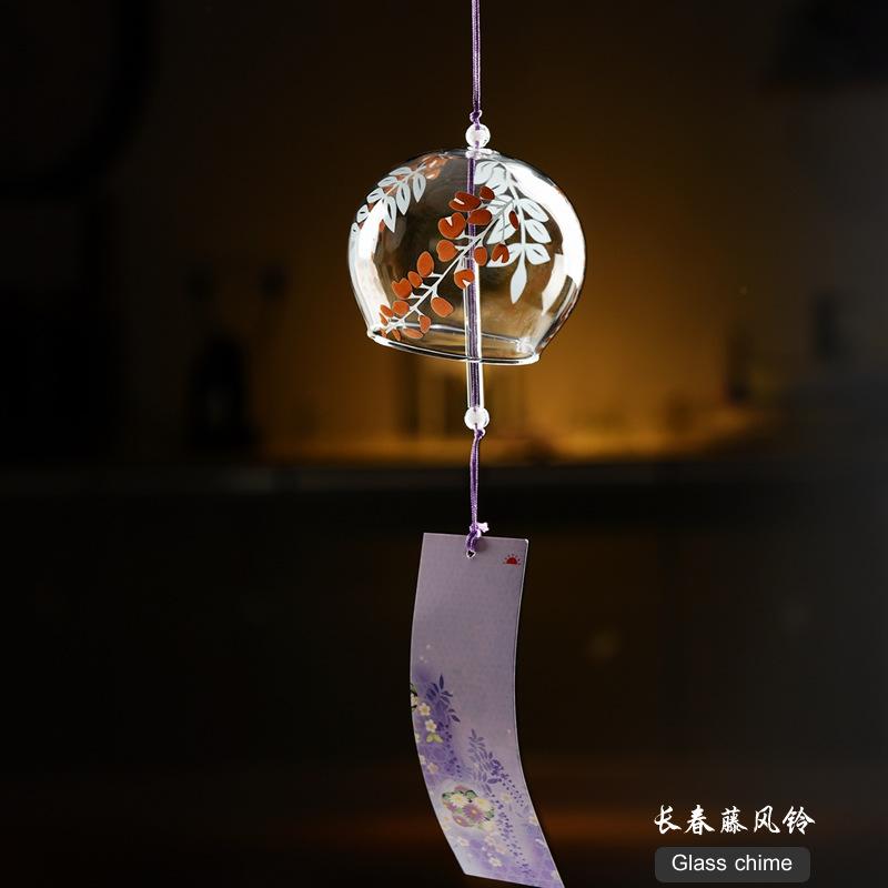 Japanese Style Cute Wind Chime Handmade Glass Painted Hanging Ornament Creative Gift for Girls