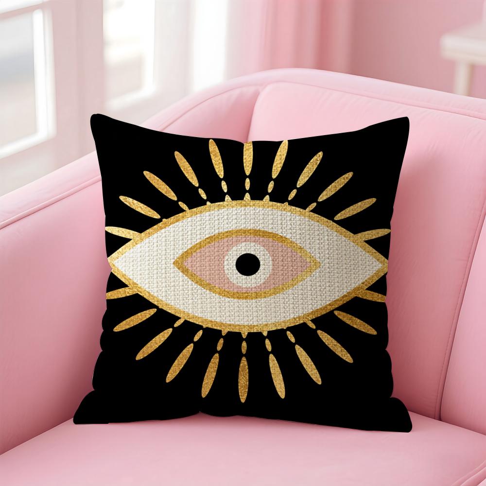 Mystic Eyes Cushion Cover Natural Linen Organic Fabric DoubleSided Printing Sofa Home Decor Gift Pillow Case