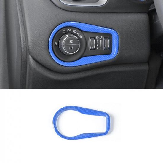 Headlight Switch Control Frame Cover For Jeep Renegade 2016+ Blue Carbon Fiber