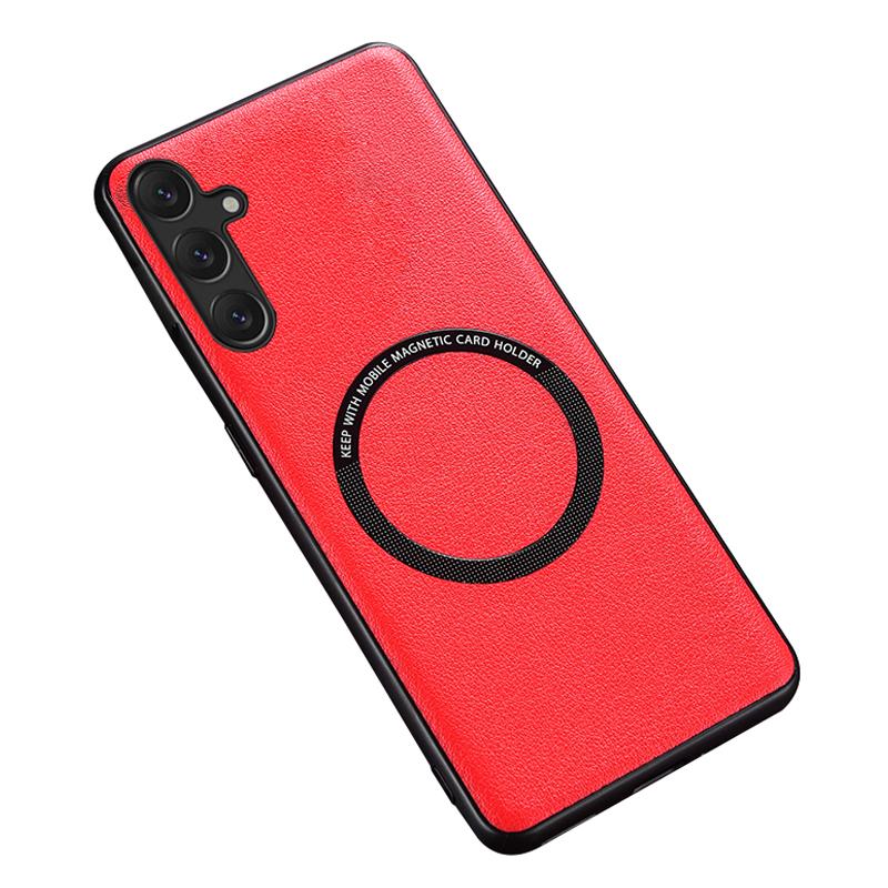 

For Samsung Galaxy A54 5G Phone Cover Compatible with MagSafe Charger PU Leather+PC+TPU Phone Case Red