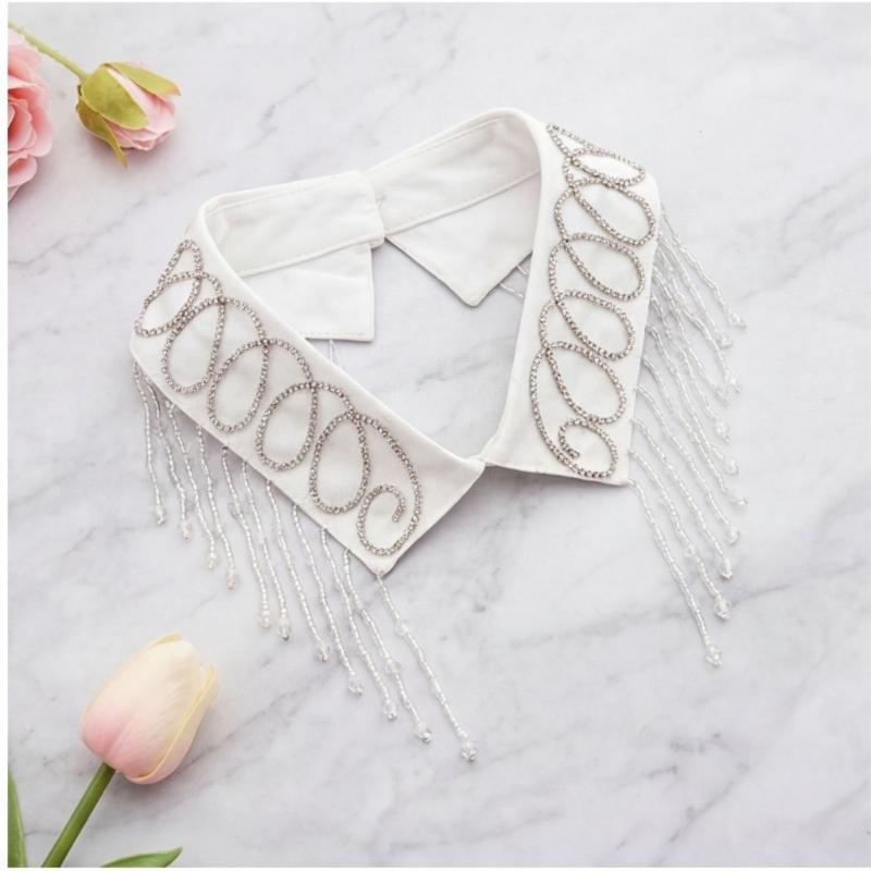 Elegant Beadwork Fringe Detachable Collar Fashion Accessory For Women And Girls Stylish Neckpiece Decorative Neckwear