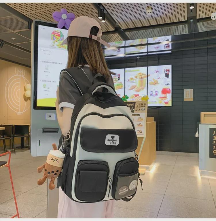 Stylish Large-Capacity Korean School Backpack for Girls with Durable Wide Shoulder Straps