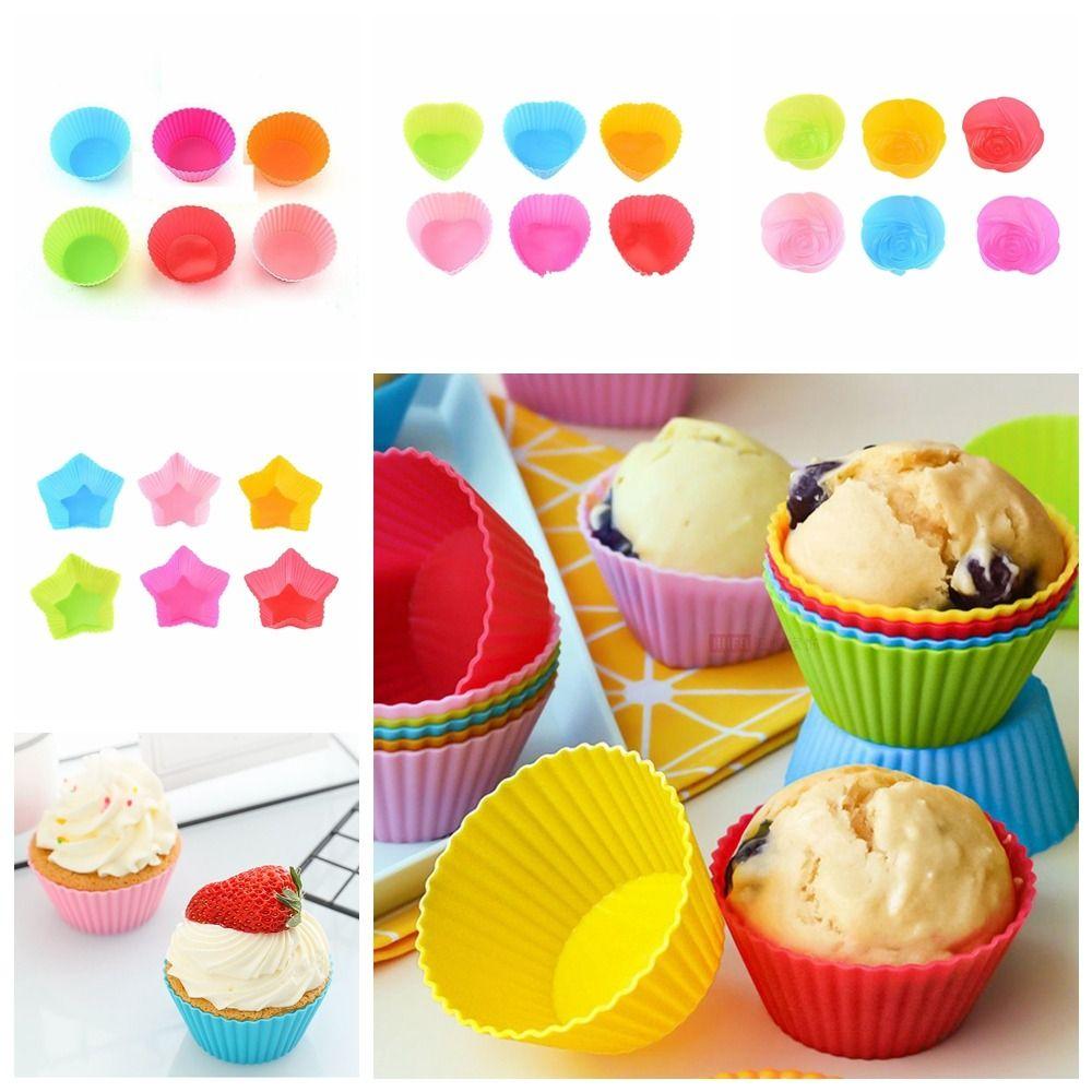 

6Pcs/set 6-color Cake Cup Mold Mini Silicone Muffin Cup Multipurpose Make Cake