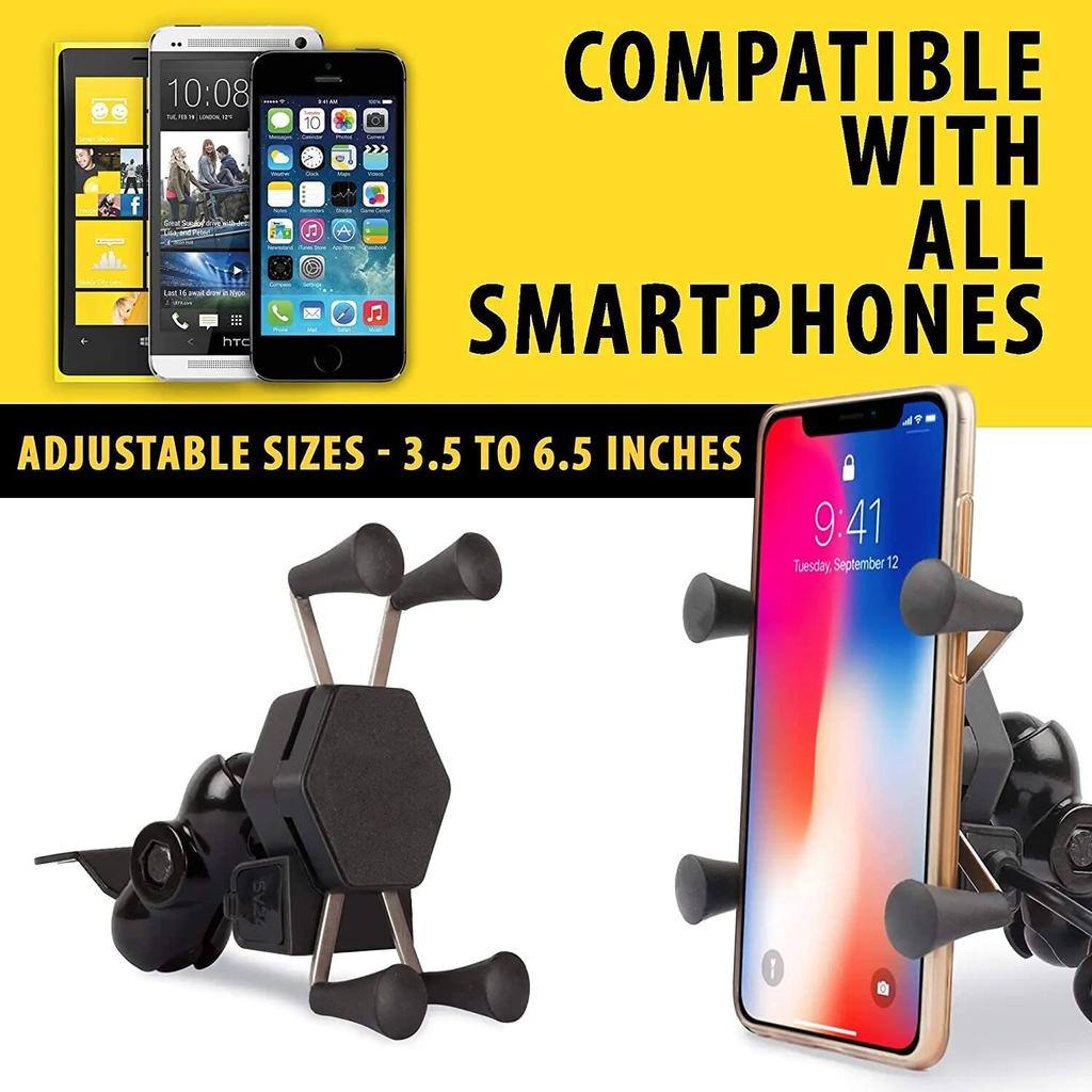 Motorcycle Mobile Phone Holder Mount Support With USB Charger 360Degree Rotation for Moto Pouch For 3.5-6.5 Inch Cell Phone