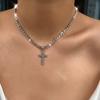 Jewelry, Simple Claw Chain Diamond Single-Layer Necklace For Women, Temperament Inlaid With Diamond Cross Pendant Necklace