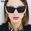 56211 Retro Square Cat Eye Sunglasses Women Popular Sun Glasses Ladies Black Eyeglasses Driver Goggles Uv400 Mirror