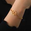 Lucktune Lotus Flower Crescent Pendant Bracelet Stainless Steel Celestial Moon Couple Bracelet for Women Men Jewelry Party Gift