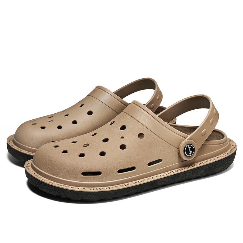 Summer Thick-soled Heightening Rubber Sandals Couple Bag Head Slippers Casual Trend Hole Shoes Latex Men's Beach Shoes