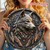 Wolf Moon Metal Wall Art Round Aluminum Plaque 8x8 Inch Kitchen Decor Sign