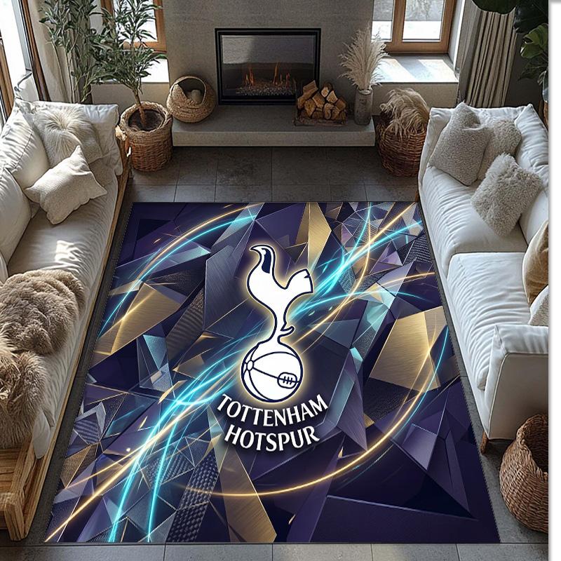 Tottenham Hotspur bedruckter Flanell-Teppich rutschfest weicher Polyester-Bodenbelag Indoor Dekorationsmatte für Schlafzimmer Wohnzimmer Sofa