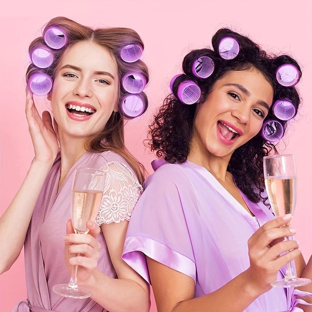 Curling Iron Set with Clips for Bangs - Self-Adhesive Hair Magic Curler