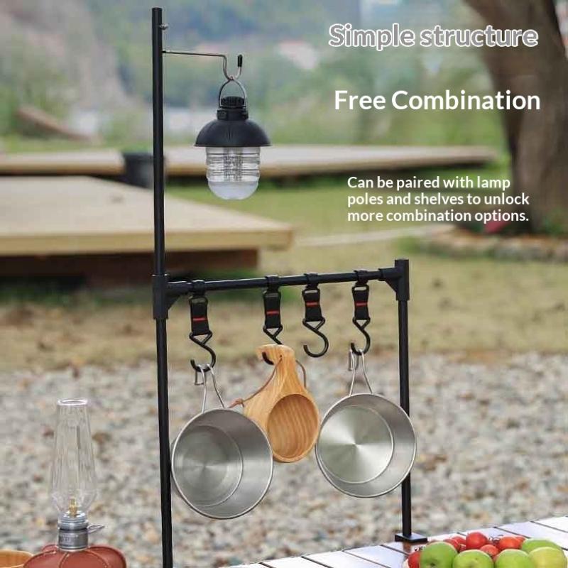 Camping Shelf Lantern Stand Light Pole Hook Picnic Tableware Hanging Racks Detachable Aluminium Alloy Light Hangers Stand
