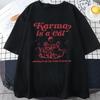 Karma Cat 2026 Taylor Midnight Album Short Sleeve TShirt for Women Unisex Retro Street Y2K Casual Fashion Tops Clothing